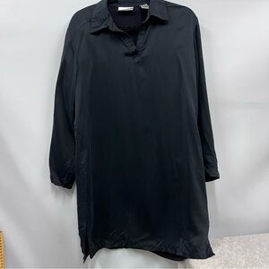 Black Long Sleeve M Shirt pullover 100% silk Dress top sleepwear
